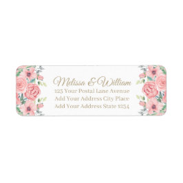 Watercolor Bride Groom Bröllop Returadress Etikett