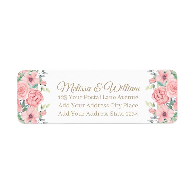 Watercolor Bride Groom Bröllop Returadress Etikett (Framsidan)
