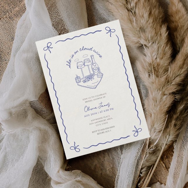 Watercolor bride on cloud wine bridal shower inbjudningar (Skapare uppladdad)