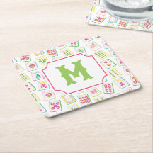 Watercolor Bright Mahjong Tiles Monogram