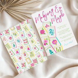 Watercolor Bright Mahjong Tiles Party Inbjudningar