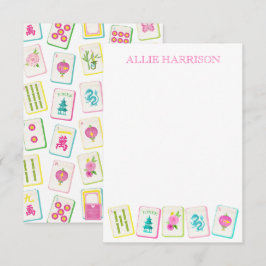 Watercolor Bright Mahjong Tiles Personlig Anteckningskort