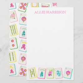 Watercolor Bright Mahjong Tiles Personlig Brevpapper