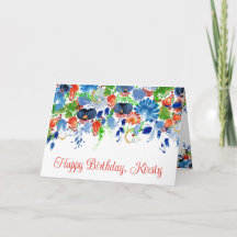Watercolor Bright Summer Flowers Birthday