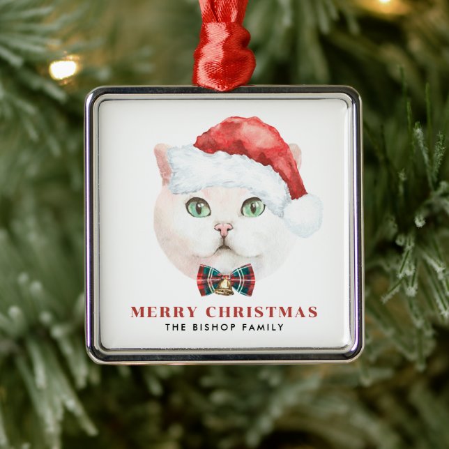 Watercolor British Shorthair Cat God jul Julgransprydnad Metall (Träd)