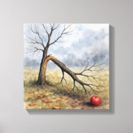 Watercolor Broken Apple Tree  Canvastryck