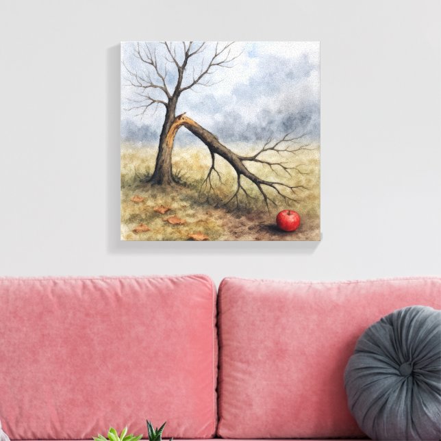 Watercolor Broken Apple Tree  Canvastryck (Insitu (Vardagsrum))