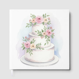 Watercolor Bröllop Cake Bröllopsdag Guest Bok