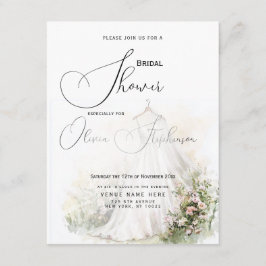 Watercolor Bröllop Dress &  Garden Möhippa Tilläggskort