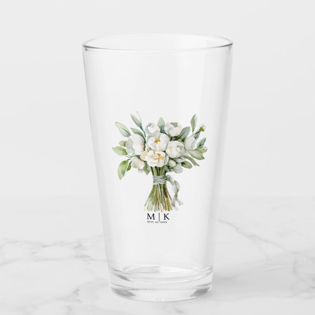 Watercolor Bröllop Flower Bouquet Glaskopp (Framsida)