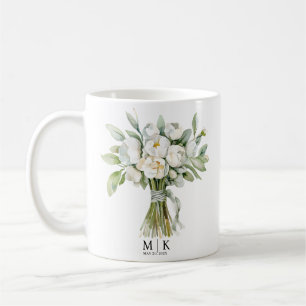 Watercolor Bröllop Flower Bouquet Kaffemugg