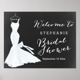 Watercolor Bröllop Gown Chalkboard MÖHIPPA Poster
