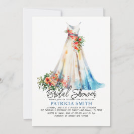 Watercolor Bröllop Gown Inbjudningskort för möhipp