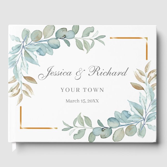 Watercolor Bröllop Guest Bok (Framsida)