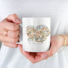 Watercolor Bröllop Karta | Monogram Newlyed Kaffemugg