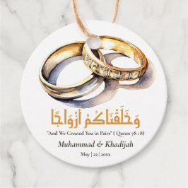 Watercolor Bröllop Ring Islamic Quote Nikah Gåvor Etiketter