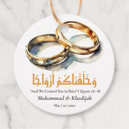 Watercolor Bröllop Ring Islamic Quote Nikah Gåvor Etiketter