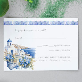 Watercolor Bröllop Santorini OSA Kort