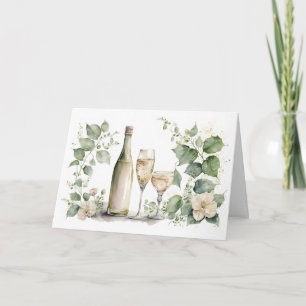 Watercolor Bröllop Vin och Ivy Kort