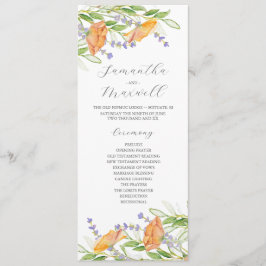 Watercolor Bröllopsprogram Wildblommor Program