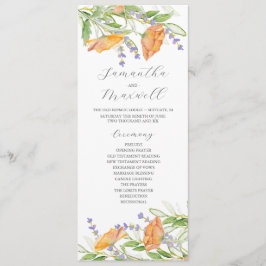 Watercolor Bröllopsprogram Wildblommor Program