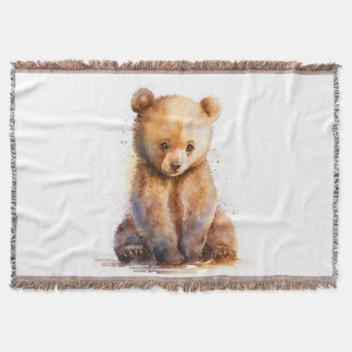 Watercolor Brown Baby Bear, Sitta Cute Bear Unge Filt