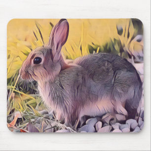 Watercolor Brown Bunny Rabbit Vintage Art Musmatta