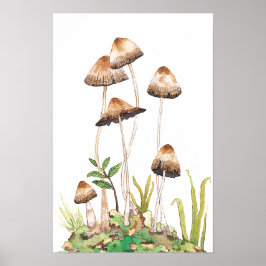 Watercolor Brown Forest Mushrum Poster