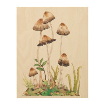 Watercolor Brown Forest Mushrum