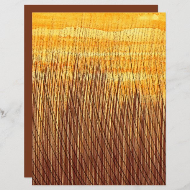 Watercolor Brown Orange Fält Scrapbook Papper (Fram/baksida)