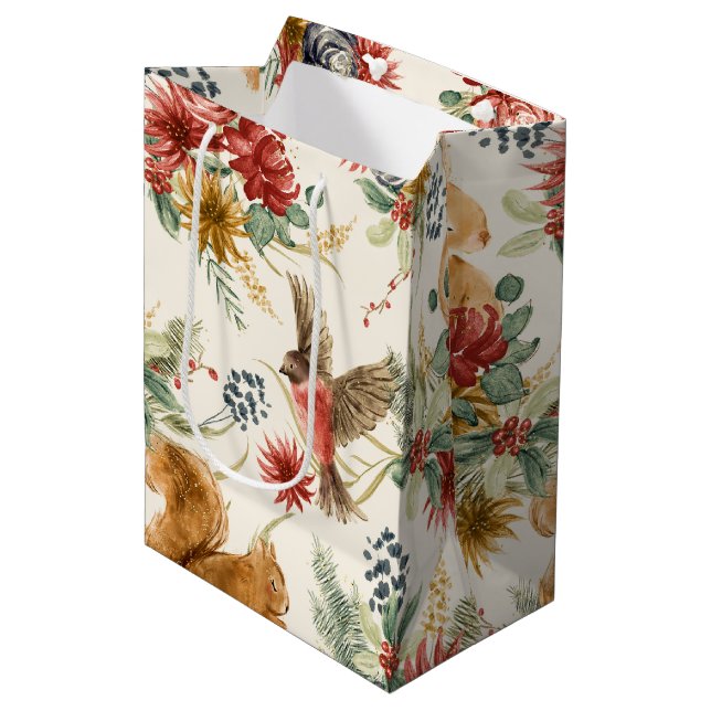 Watercolor Brown Rosa Woodland Animals Mönster (Framsidan Vinklad)