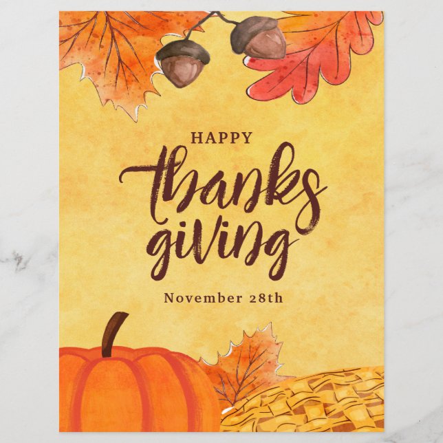 Watercolor Brown Thanksgiving social media Reklamblad (Framsidan)