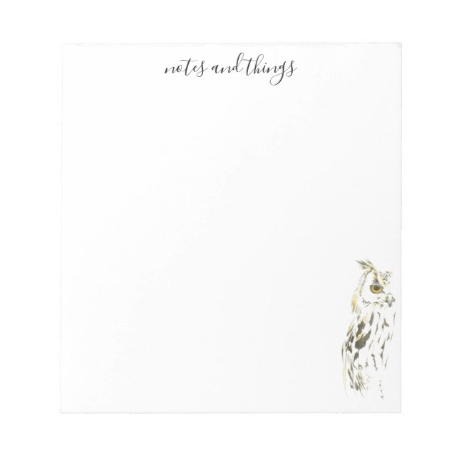 Watercolor Brown Uggla Anteckningsblock (Framsida)