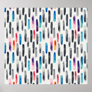 Watercolor brush strokes, colorful seamless patter poster