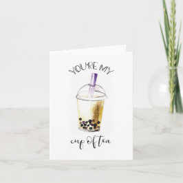 Watercolor Bubble Tea Boba Mitt Kopp i Tea Letteri Anteckningskort