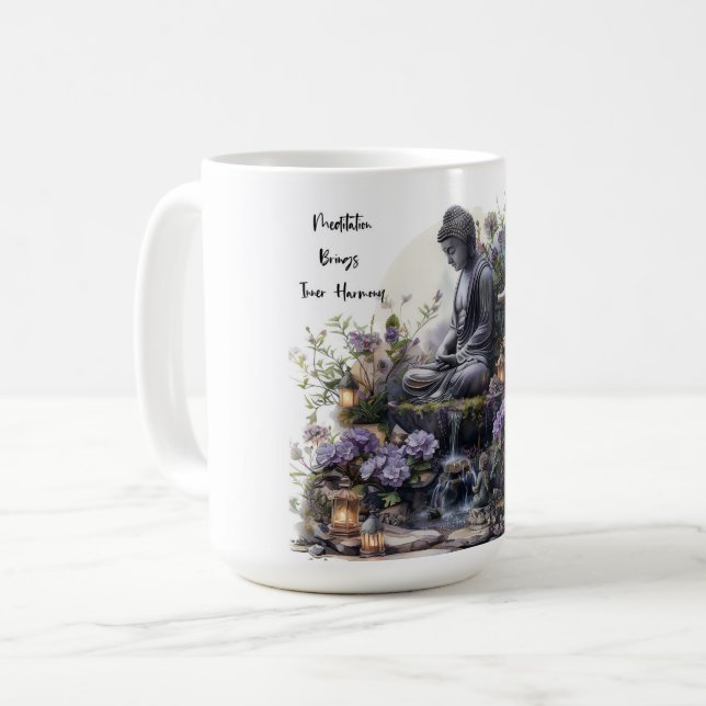 Watercolor Buddha Garden Harmony Mugg (Framsida vänster)