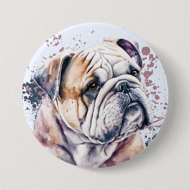 Watercolor Bulldog Knapp (Framsida)