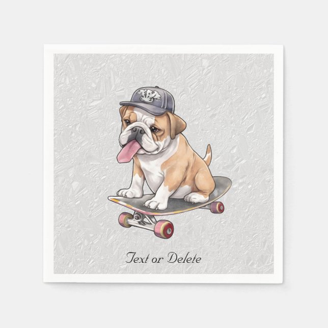 Watercolor Bulldog Napkins Pappersservett (Framsidan)