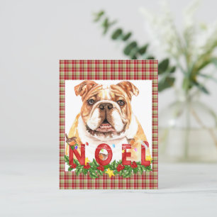 Watercolor Bulldog Noel jul Vykort