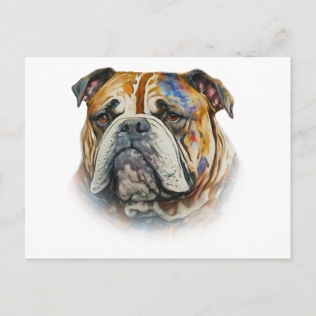 Watercolor Bulldog Vykort (Framsida)