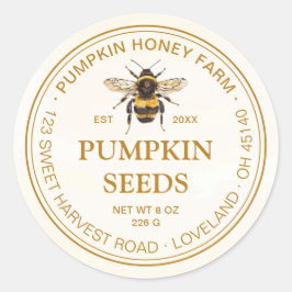 Watercolor Bumblebee Circle Framed Pumpkin Product Runt Klistermärke