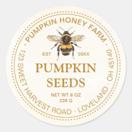 Watercolor Bumblebee Gold Ochre Product Label Runt Klistermärke