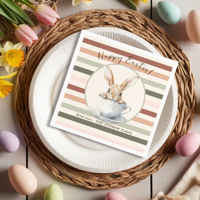 Watercolor Bunny Anpassningsbar Vår Påsk Pappersservett (Watercolor Bunny Custom Spring Easter Napkins
)
