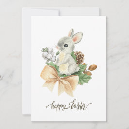 Watercolor bunny boho Glad påsk Julkort