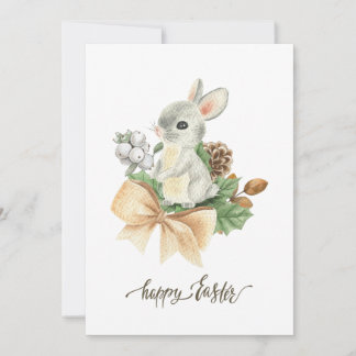 Watercolor bunny boho Glad påsk Julkort