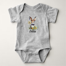 Watercolor Bunny Dandelion Baby Jersey Bodykostym