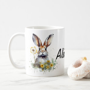 Watercolor Bunny Dandelion Personlig mugg