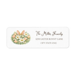 Watercolor Bunny Ears Floral Wreath Return Labels Returadress Etikett