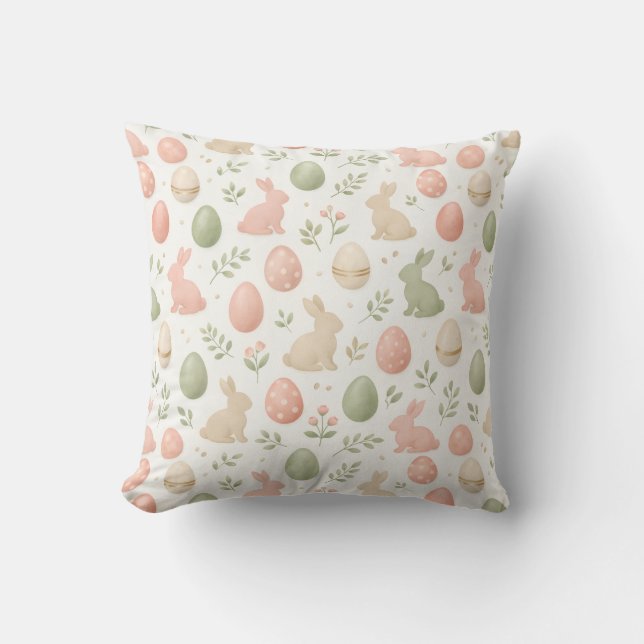 Watercolor Bunny Easter Throw Pillow Kudde (Framsida)