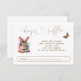 Watercolor Bunny Eggs Wildblommor Diaper Raffle Tilläggskort